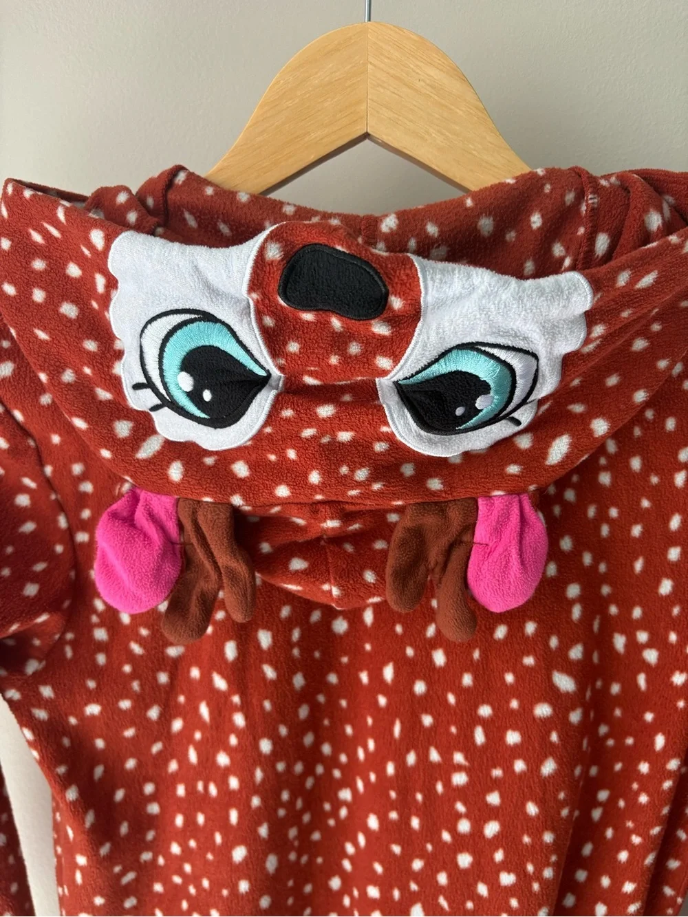 CAT & JACK Kids Reindeer One-Piece Pajamas with Hood and Zipper Size L (10-12)